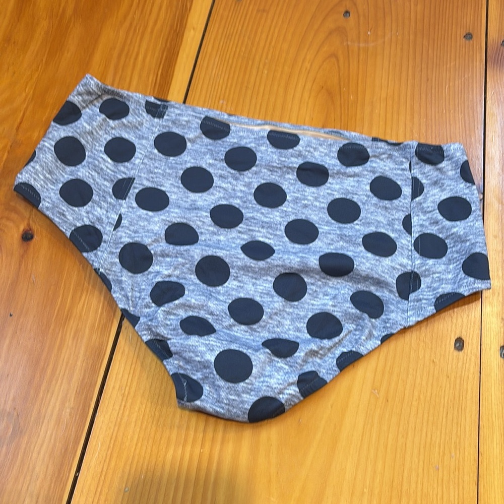 Unworn!! J CREW XL Denim Blue Polka Dot High Waisted Brief Bikini Bottoms